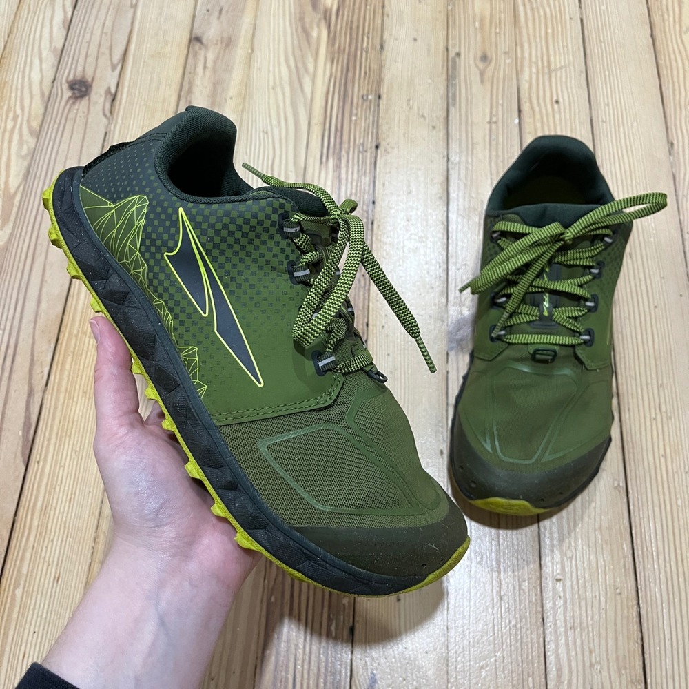 Altra Superior 4.5 Trail Running Shoes Mens 9 Forest Green Lime Zero Drop Mesh